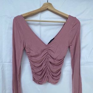 Pink Longsleeve Forever 21 Ruched Top